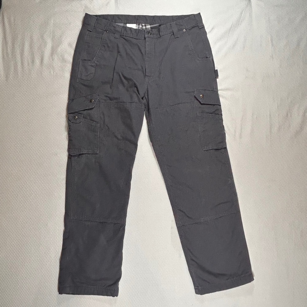 Carhartt Double‎ Knee Flannel Lined Cargo Ripstop Work Pants Gray Mens 40x32